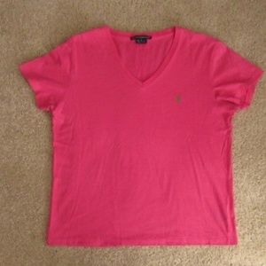 Ralph Lauren Polo V-Neck Hot Pink T-Shirt